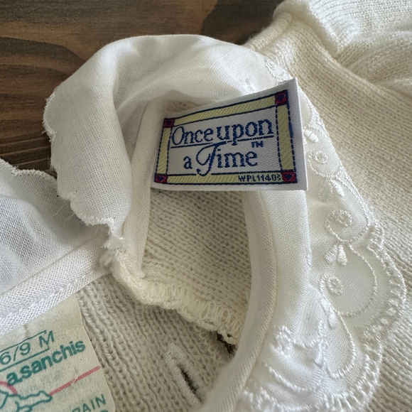 Baby A.Sanchis White Knit Floral Bodysuit 6–9 Months Heirloom Style - Picture 2 of 8